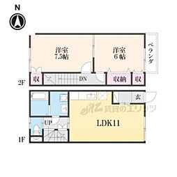 クレールなかせ 2階2LDKの間取り
