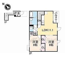 ＨＯＬＹＧＬＩＴＴＥＲ　Ｔ．Ｊ 2階2LDKの間取り