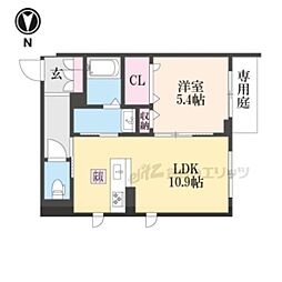 グランフォー 1階1LDKの間取り