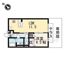近江鉄道近江本線 八日市駅 徒歩27分の賃貸アパート 1階1LDKの間取り