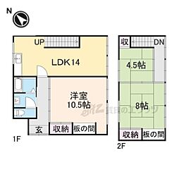 近江鉄道近江本線 朝日野駅 3.6kmの賃貸一戸建て 2階3LDKの間取り