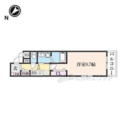 ルピナスイースト 2階1Kの間取り