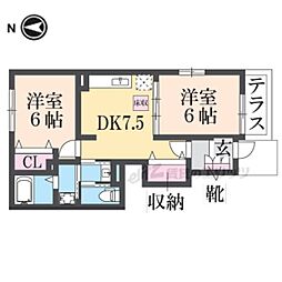 フォンテーヌ 1階2DKの間取り