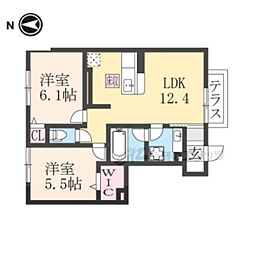 ソシアＢ 1階2LDKの間取り