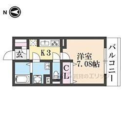 ルミナーレ・ハンス 1階1Kの間取り