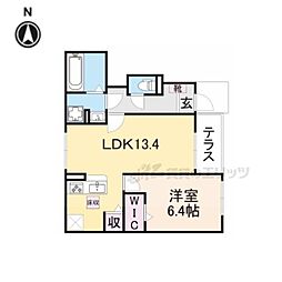 プラシード・アロッジオIV 1階1LDKの間取り