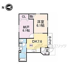 エフインフィニート 1階2DKの間取り