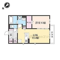 近江鉄道八日市線 新八日市駅 徒歩9分の賃貸アパート 1階1LDKの間取り