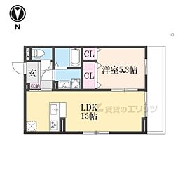 ボヌールメゾンｋａｓｕｇａII 105 1階1LDKの間取り