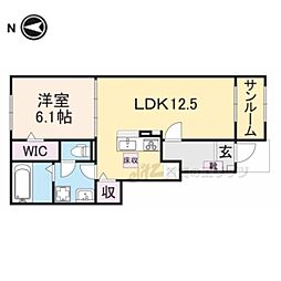 サンリット　ガーデン 1階1LDKの間取り