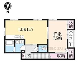 メゾン神照 2階1LDKの間取り