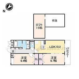 近江鉄道近江本線 彦根口駅 徒歩13分の賃貸アパート 3階2LDKの間取り