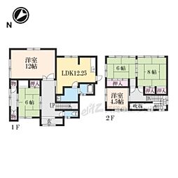 JR草津線 石部駅 徒歩18分の賃貸一戸建て 1階5LDKの間取り