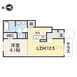 Ｙフォレスト長浜Ａ 1階1LDKの間取り