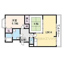 JR東海道・山陽本線 守山駅 3.2kmの賃貸マンション 3階2LDKの間取り