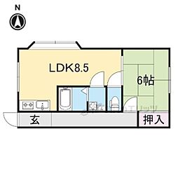メゾン　アイリス 2階1DKの間取り