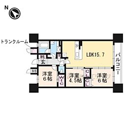 JR東海道・山陽本線 野洲駅 徒歩2分の賃貸マンション 12階3LDKの間取り
