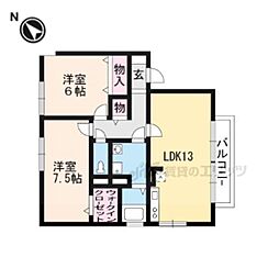 グランパルク藤代 2階2LDKの間取り