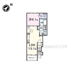 GREENAWAYII 1階1LDKの間取り