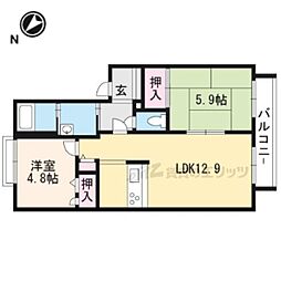 シャーメゾンフェヴリエＡ棟 2階2LDKの間取り