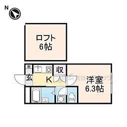 近江鉄道近江本線 彦根口駅 徒歩24分の賃貸アパート 2階1Kの間取り