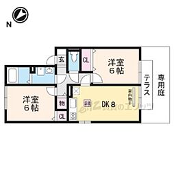 クラージュＡ棟 1階2DKの間取り