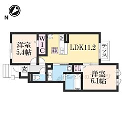 Ｌａｕｌｅ’ａ守山 1階2LDKの間取り