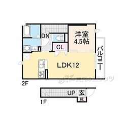 JR東海道・山陽本線 守山駅 徒歩12分の賃貸アパート 2階1LDKの間取り