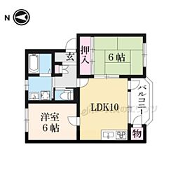 長浜ミラクルステアーズ 1階2LDKの間取り