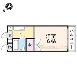 近江鉄道近江本線 水口駅 徒歩15分の賃貸マンション 2階1Kの間取り