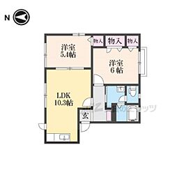 アーバンプラザ 1階2LDKの間取り