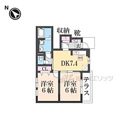 アメニティ　ハウス 1階2DKの間取り