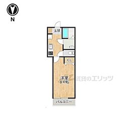 めぞん吉身 2階1Kの間取り