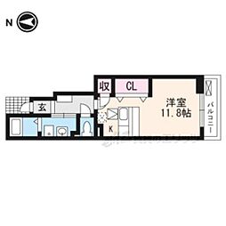 クレセラ　キャトル 1階ワンルームの間取り