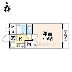 エフ・イー・コーポ 1Kの間取図画像