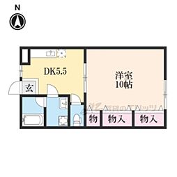 エムズクレスト 1DKの間取図画像