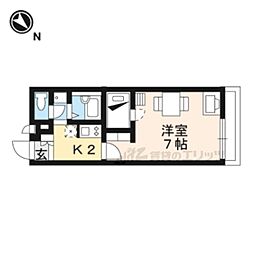 レオパレスRaconD7能登川 1Kの間取図画像