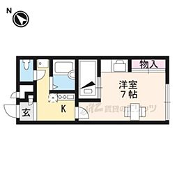 レオパレス星野 1Kの間取図画像