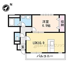 ホッコウハイム 1LDKの間取図画像
