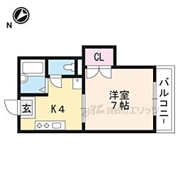 スチューデントビレッジA棟 1Kの間取図画像