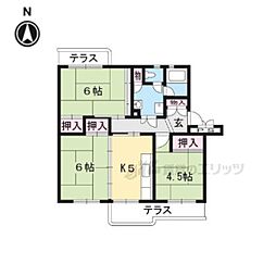 びわ湖美空第2団地2号棟 3DKの間取図画像