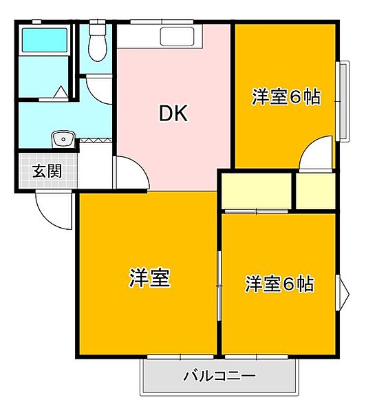 レーベンハイムB ｜福岡県直方市大字知古(賃貸アパート3DK・1階・60.45㎡)の写真 その2