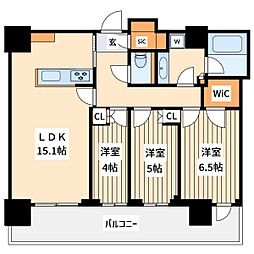 JR京浜東北・根岸線 横浜駅 徒歩3分の賃貸マンション 33階3LDKの間取り