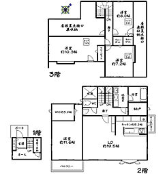 上の宮1丁目戸建 2階4SLDKの間取り