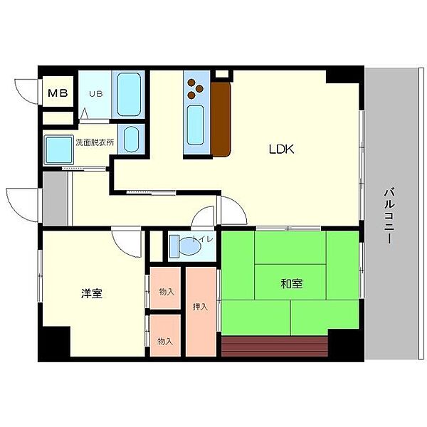 ハシエンダ北野 0202｜大阪府大阪市鶴見区焼野1丁目(賃貸マンション2LDK・2階・56.16㎡)の写真 その6