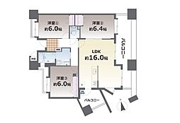 シティライフ新町2 3LDKの間取図画像