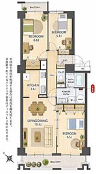 柏ハイライズ 3LDKの間取図画像