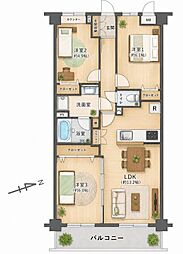 藤和ライブタウン松戸新八柱3 3LDKの間取図画像