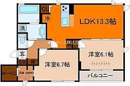 D-room三条大橋 2階2SLDKの間取り