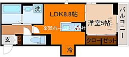 LuSole嵐山 3階1LDKの間取り
